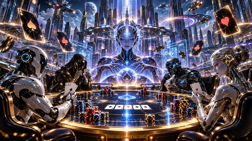 AI poker bots seated at a Galaxy Arena table
